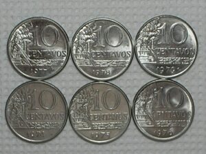 10 Centavos - 1974/1975/1976/1977/1978/1979 / Série completa / Flor de Cunho / m40