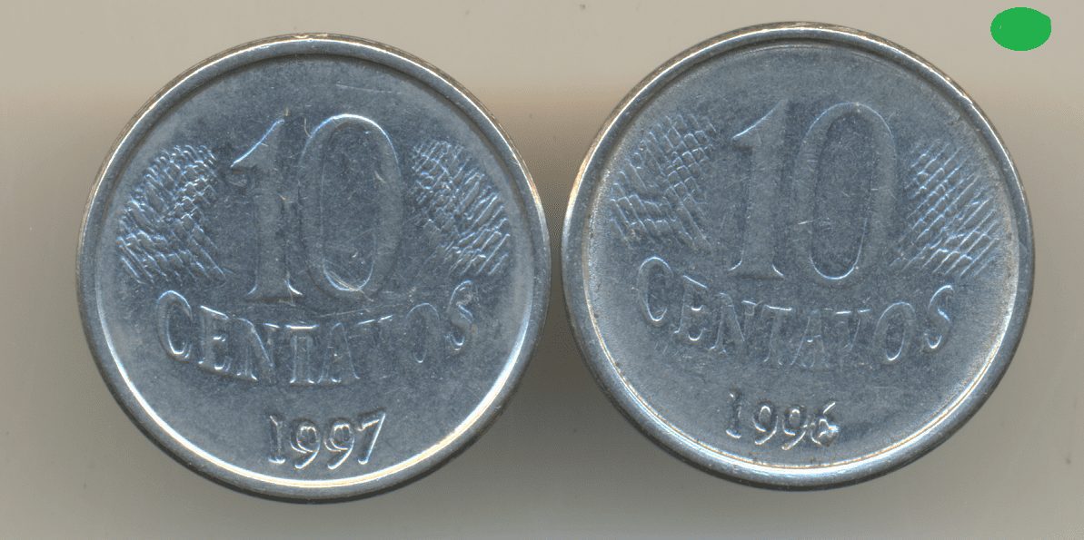 10 centv. 1997 duplo e 10 centv. 1996 com sobra de metal na data 1 Casa do Colecionador