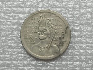 . 100 Réis - 1932 / Vicentina / Indio com círculo no rosto / variante classificada em livros, muito procurada