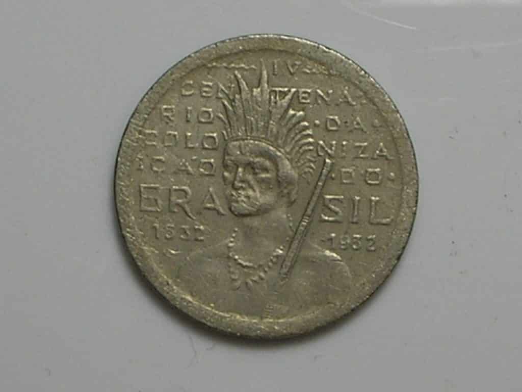 100 Rs. 1932 - Variante indio com círculo no rosto / vicentina /