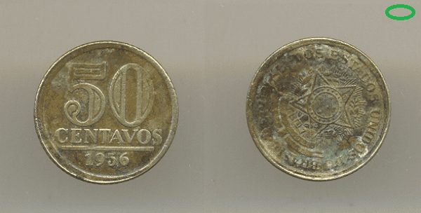 50 CENTVS. 1956 MÓDULO MENOR INCLINADO.