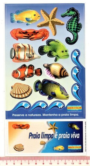Adesivo Promocional Mack Color - Praia Limpa e Praia Viva - Peixes