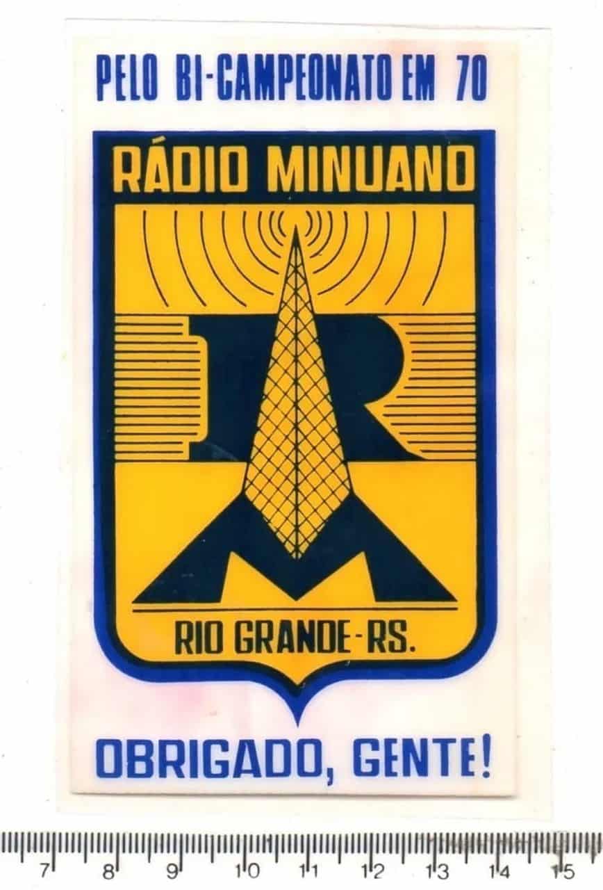 Antigo Plastico Adesivo Radio Minuano Bi Campeonato Em 70