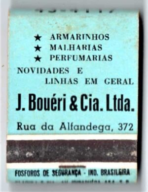 Caixa De Fosforos - Armarinhos J, Boueri - Perfumaria - Malharia - Anos 50 - Filuminismo