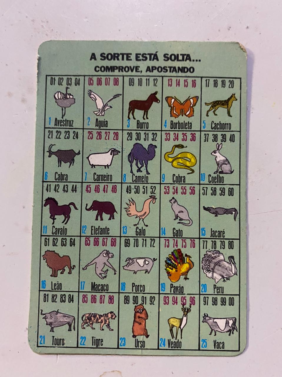Calendário de Bolso (Tema Loteria) Ano 1986