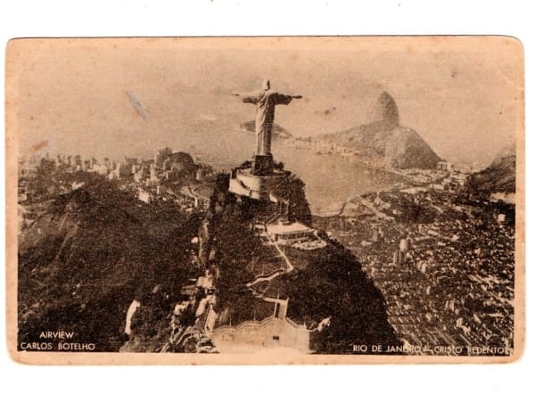 Cartão Postal Tipografico - Cristo Redentor - Vista Aérea Rio de Janeiro ( RJ ) - Anos 50