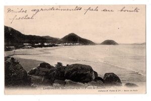 Cartao Postal Tipografico - Praia Pitangueiras - Guaruja ( SP ) - Anos 1900