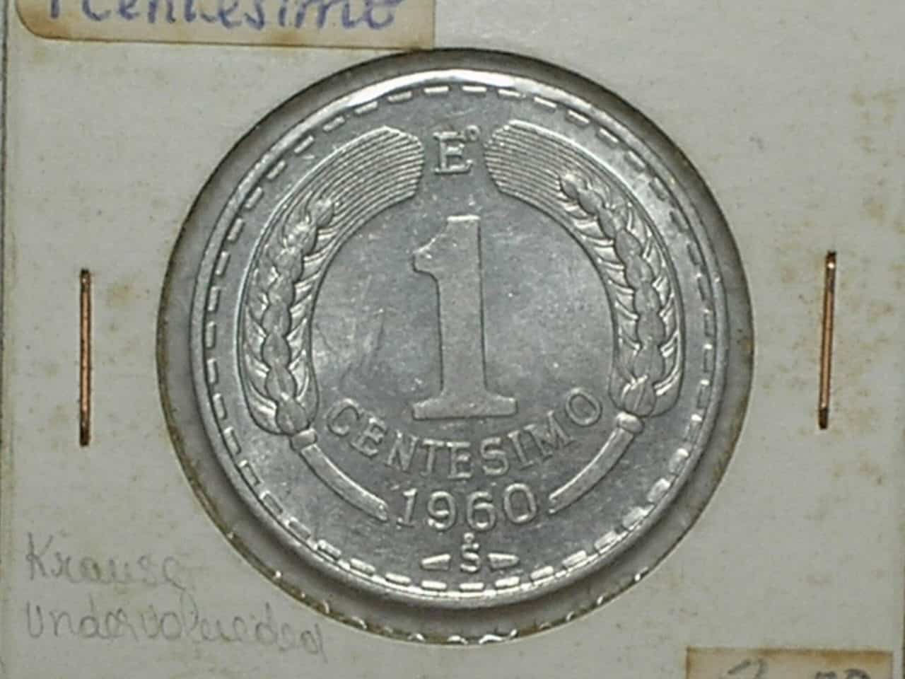Chile) 1 Centesimo 1960 / 1961 - Flor de Cunho / m60