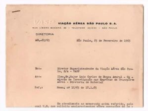 Documento Aviação Vasp Importação Exportação Avioes 1965