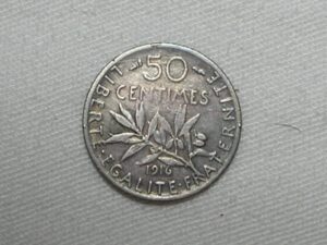 França) 50 Centimes - 1816 / Prata / Escassa / m30