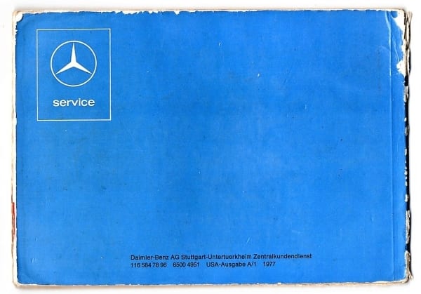 | Casa do Colecionador Manual Do Proprietario Mercedes Benz 280 SE e 450 SEL - 1977 - Em Ingles