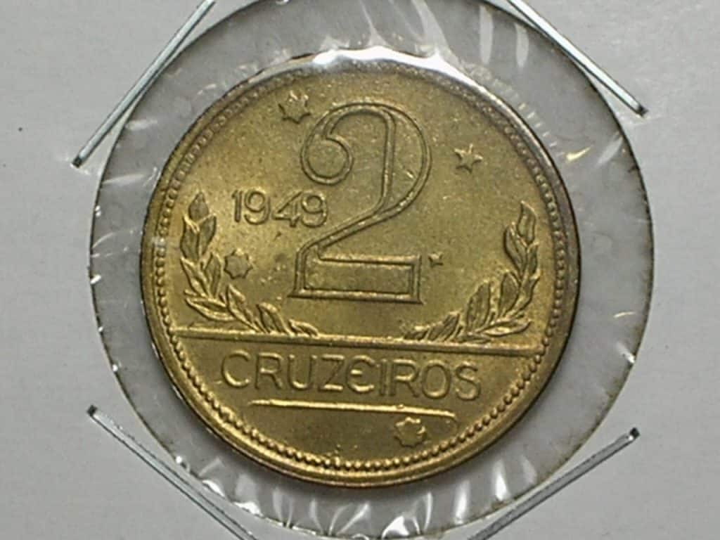 Mapa do Brasil - 2 Cruz. 1949 - Atenção: flor de cunho