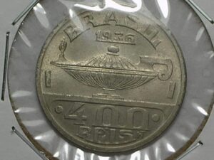 : Oswaldo Cruz - 400 Rs. 1936 - flor de cunho - linda