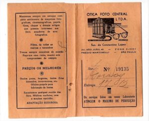 Porta Negativos Fotograficos Otica Foto Central Ltda - Predio Martinelli - Anos 30
