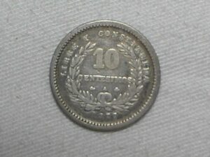 Uruguai) 10 Centimos - 1877-a / Prata / Escassa / m30.1