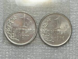 1 Cruzeiro - 1970 Níquel / 1976 Cupro/Niquel / Sob/flor