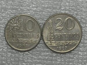 10 / 20 Centavos - 1967 / Niquel / S/Flor