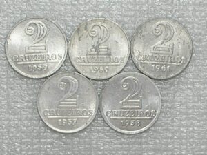 2 Cruzeiros - 1957 / 1958 / 1959 / 1960 / 1961 - S/Fc / ( 1957 - peça chave da coleção)