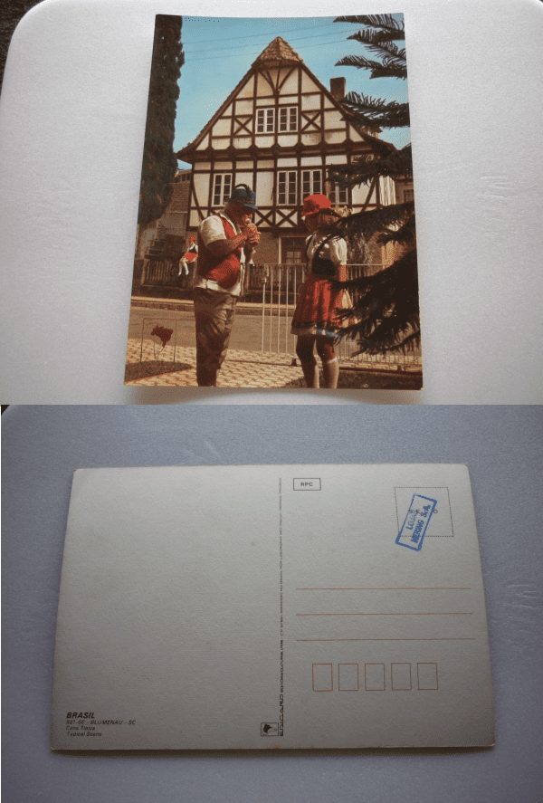 CARTÃO POSTAL CENA TÍPICA BLUMENAU SC .