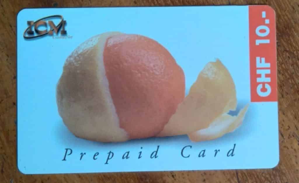 Cartao Suíça ICM Pré / Laranja com cascas.