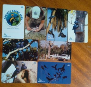 Cartão Telefone Brasil Telecom Projeto Arara Azul Pantanal / coleção completa com 8 cts.