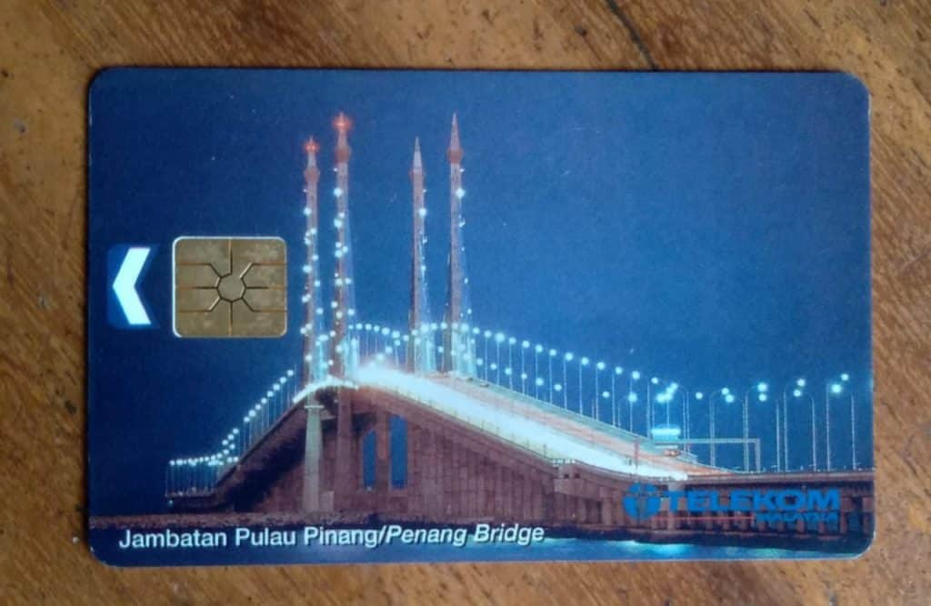 Cartão telefone. Malásia Telekom Chip. Ponte Penang