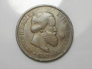 Obs.: Rs Sem ponto - 20 Réis - 1869 de Petrus 2º / Bronze