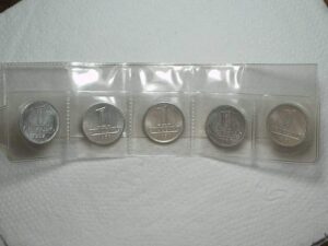 Série completa de 1 Cruzeiro de 1957 a 1961 - soberbas/Fc / Cod.400