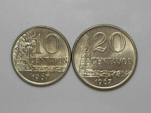 10 e 20 Centavos - 1967 - Índio - Flor de cunho