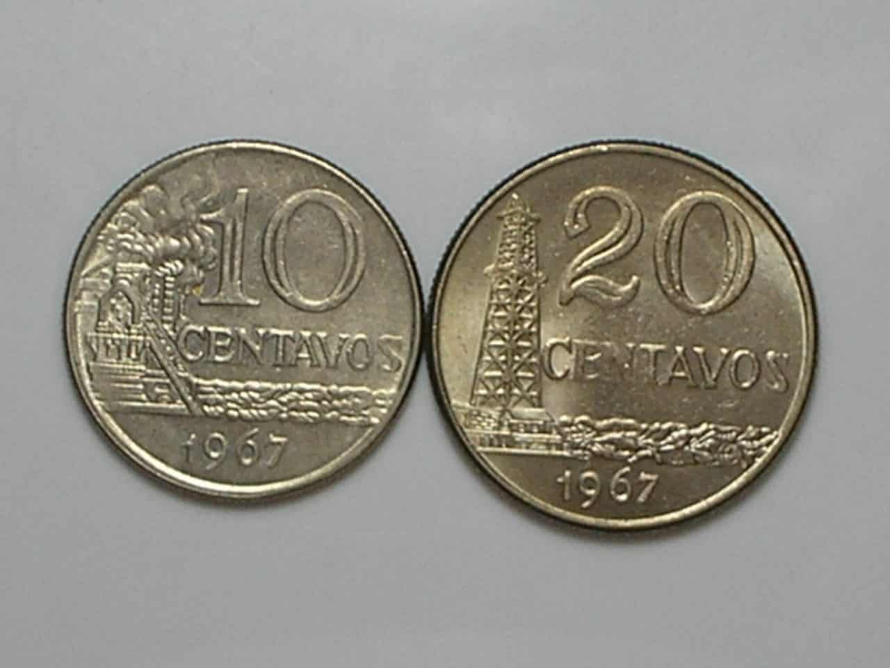 10 e 20 Centavos - 1967 - Índio - S/Fc