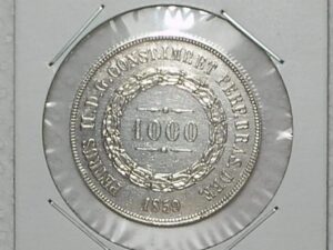 1.000 Réis - 1859 / Império de Petrus 2º - Prata / Soberba / m200.2