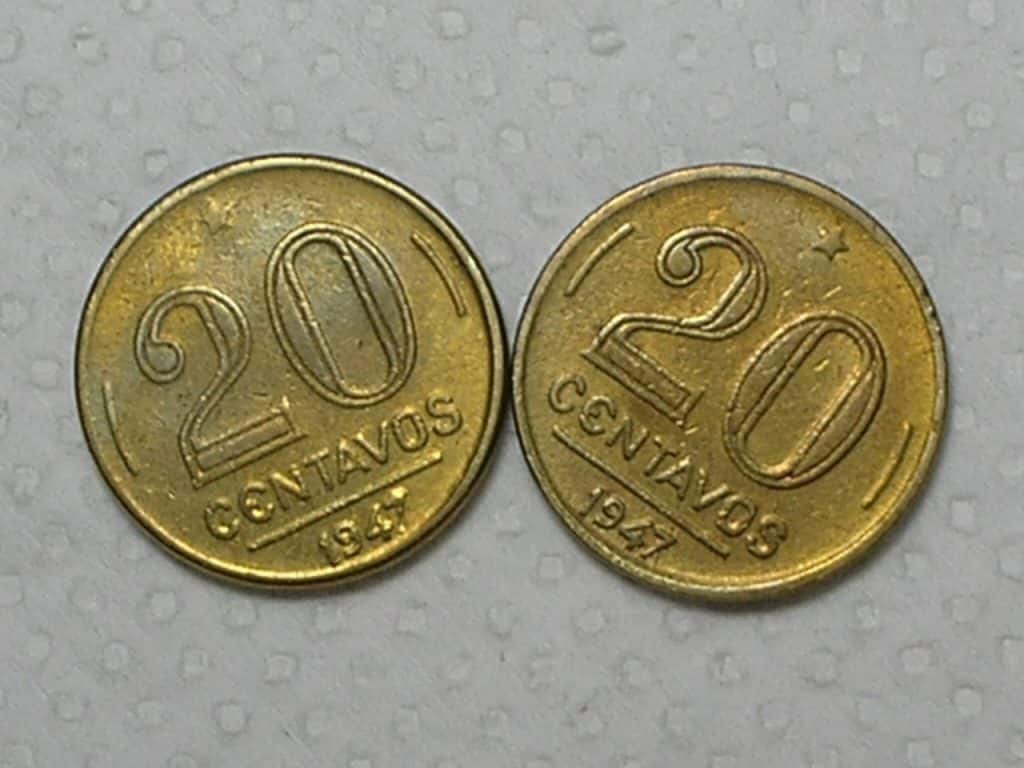 20 Centavos - 1947 / Variante perna curta e normal / Catalogada / m180.1
