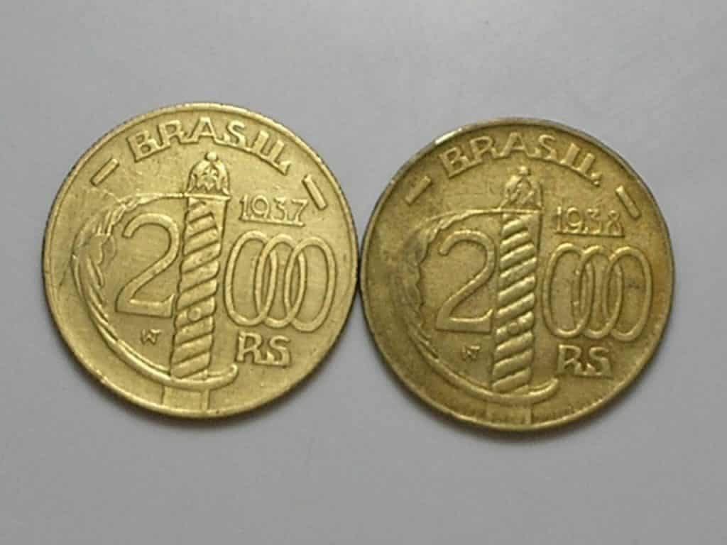 2.000 Réis - 1937 e 1938 / Caxias / serrilha e poligonal