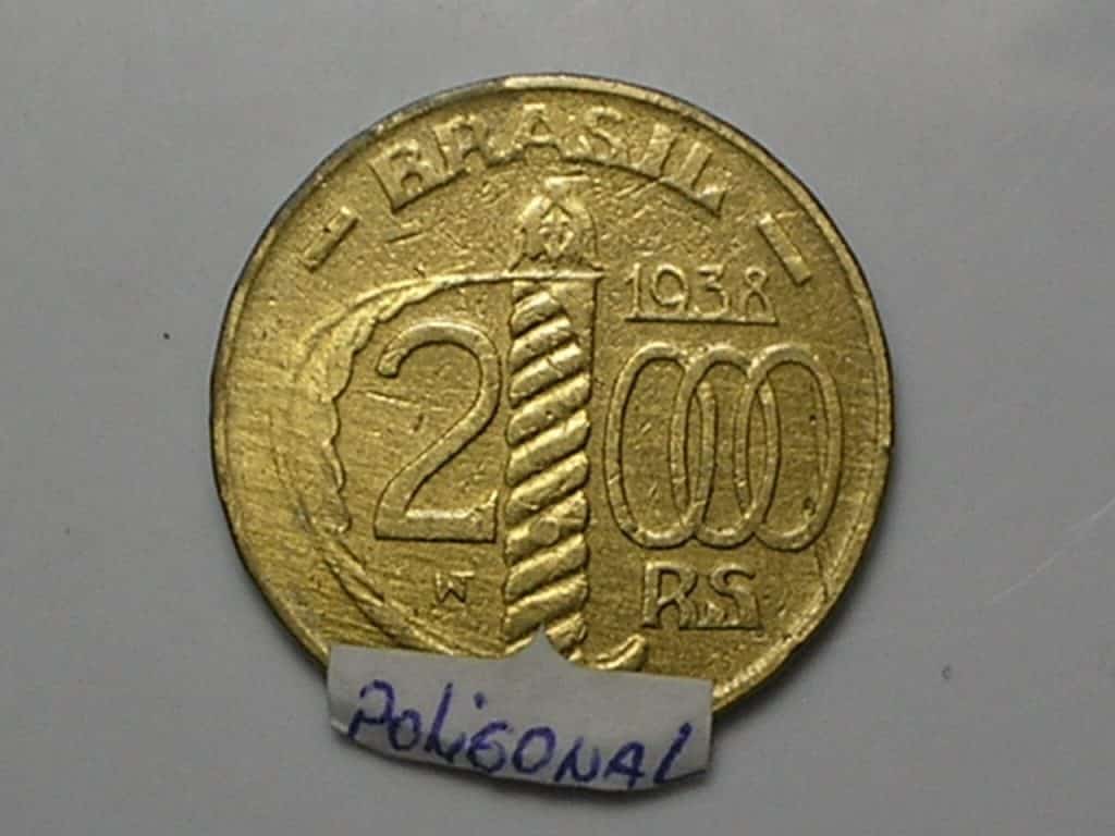 2.000 Réis - 1938 - Poligonal - caxias - Bz/al