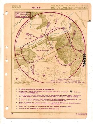 Antiga Carta de Trafego e Descida – Aeroporto dos Afonsos – RJ – 1948 - Aviação