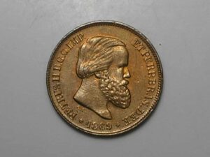 Belo 10 Réis - 1869 de petrus 2º em bronze / Soberba/flor