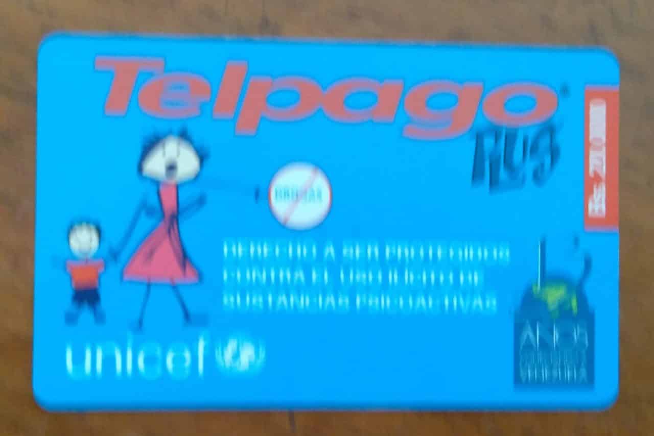 Cartão Venezuela Telpago Telcel Pre pago / Derechos del Ninos 1.