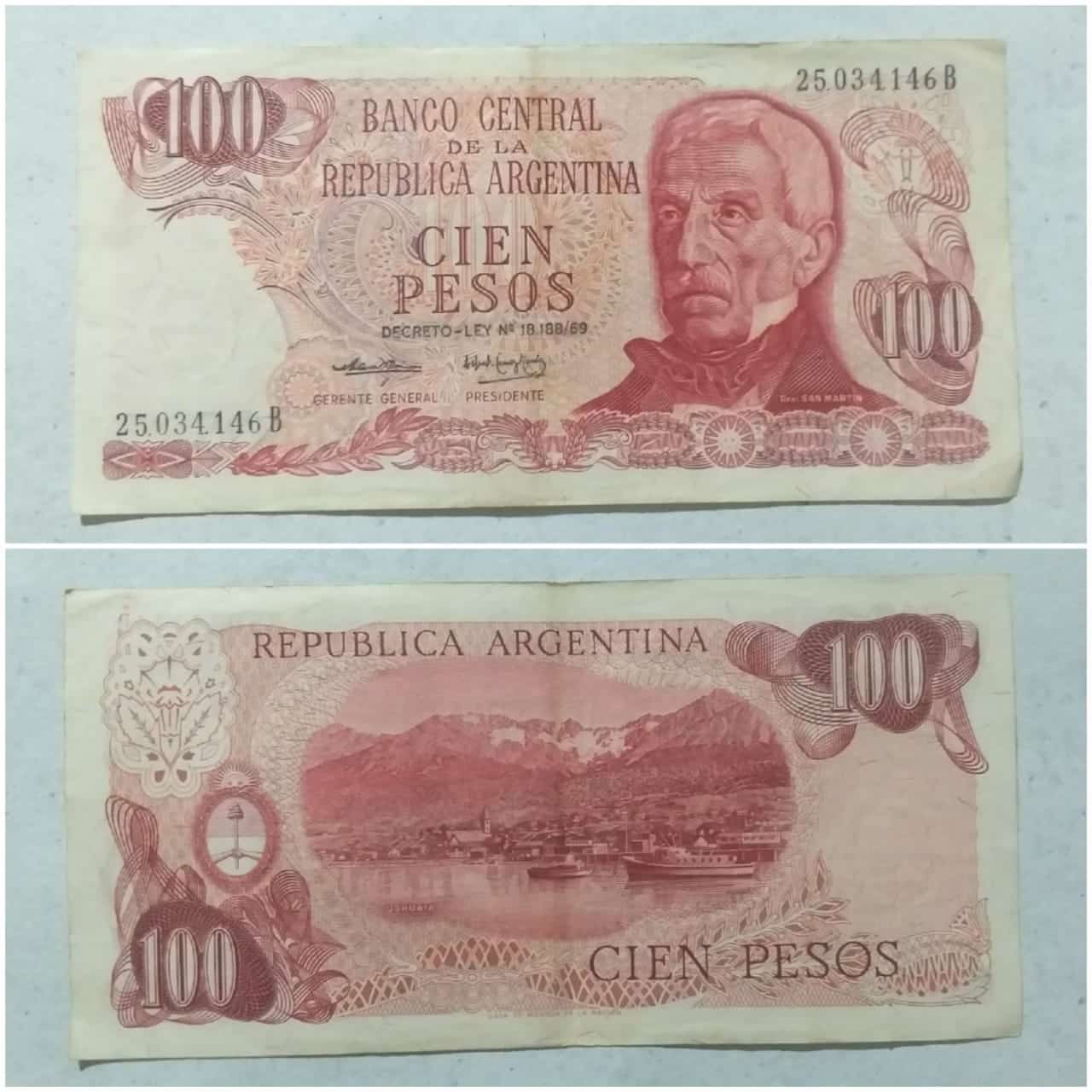 100 (Cien Pesos Argentinos) Cédula Estrangeira Argentina - Casa do  Colecionador