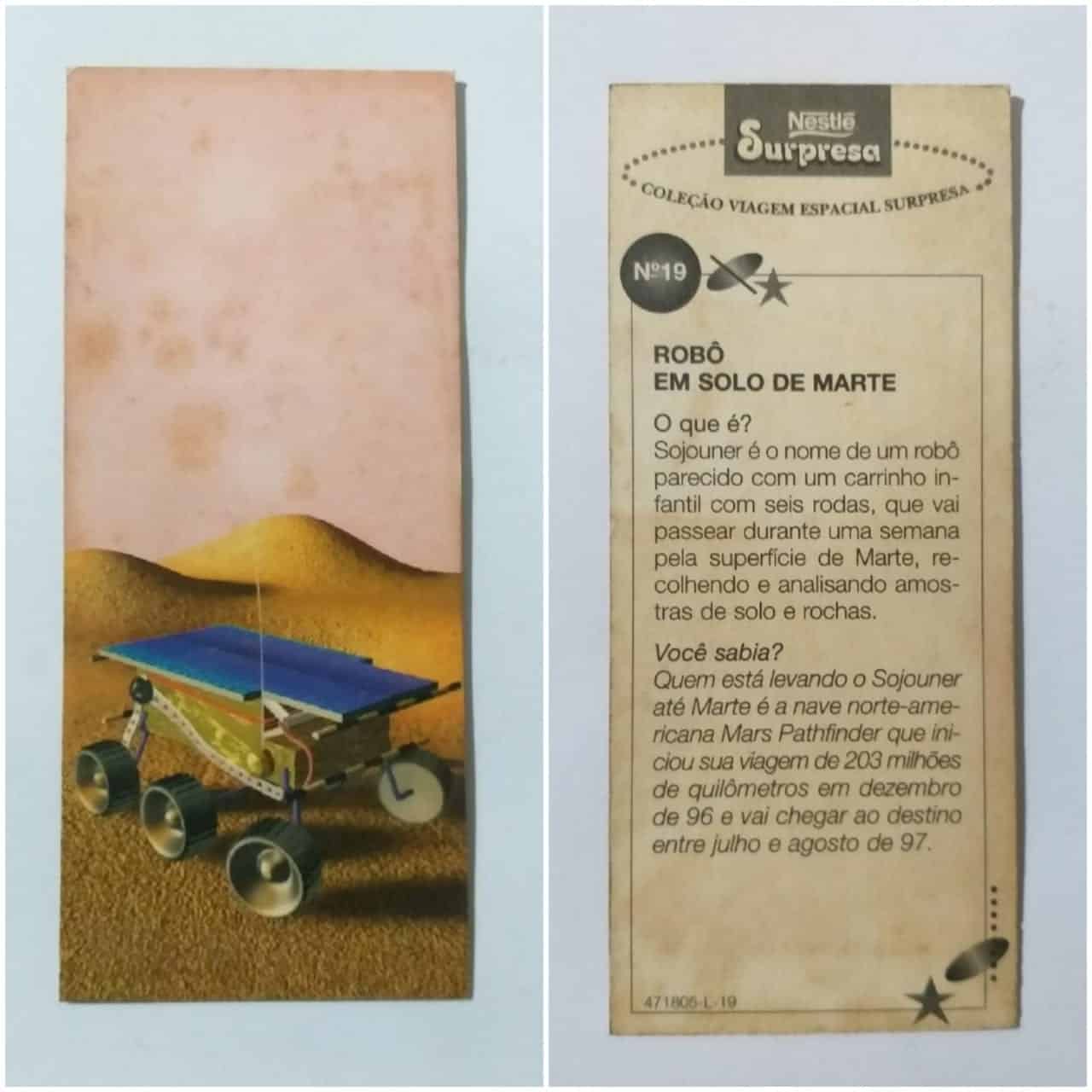 Figurinha Nestlê Surpresa (Viagem Espacial) Nº 19 - Robô em Solo de Marte - 1997