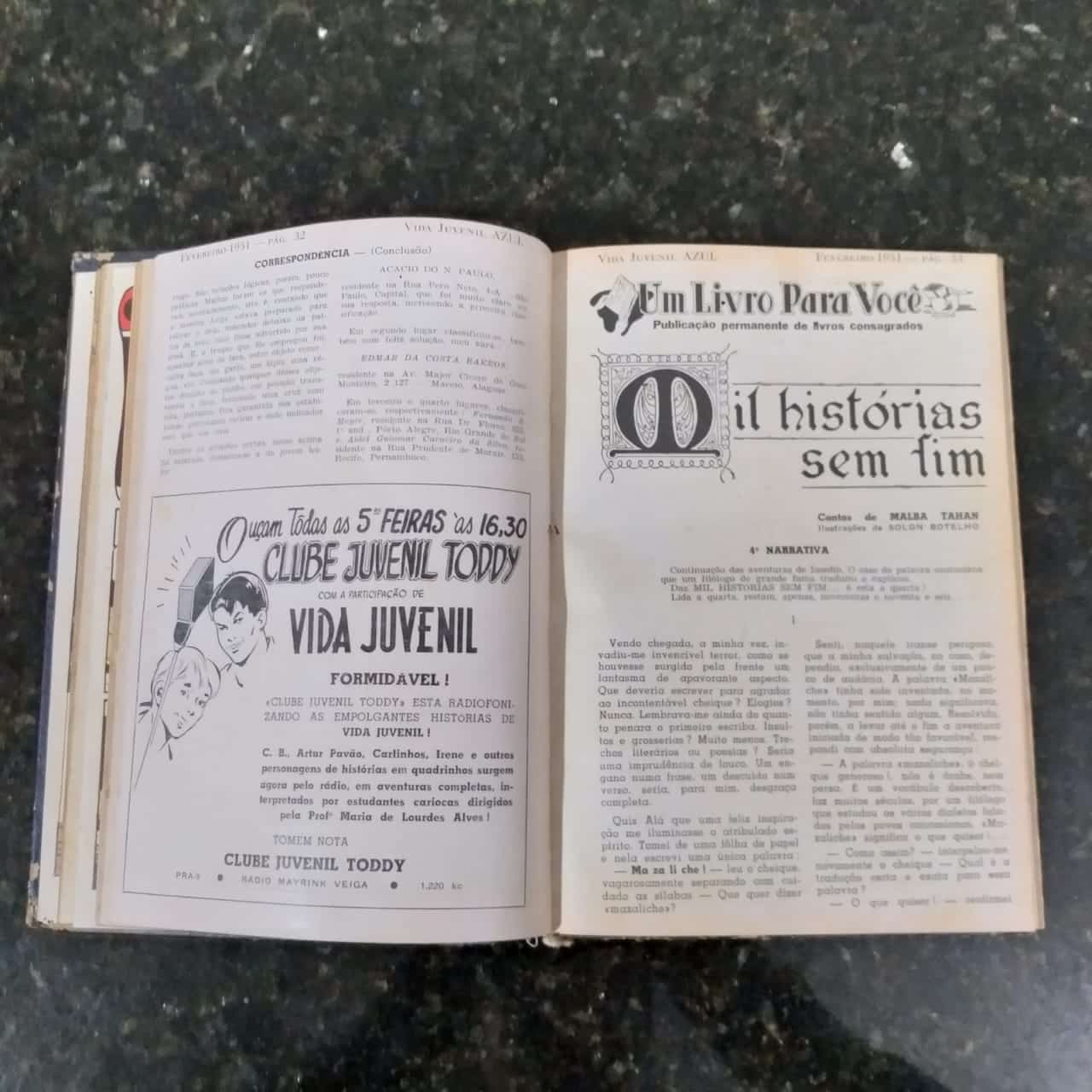 Vida Juvenil Azul Encadernada Nº 11 a 16 (Editora Vida Doméstica) Janeiro a Junho 1951