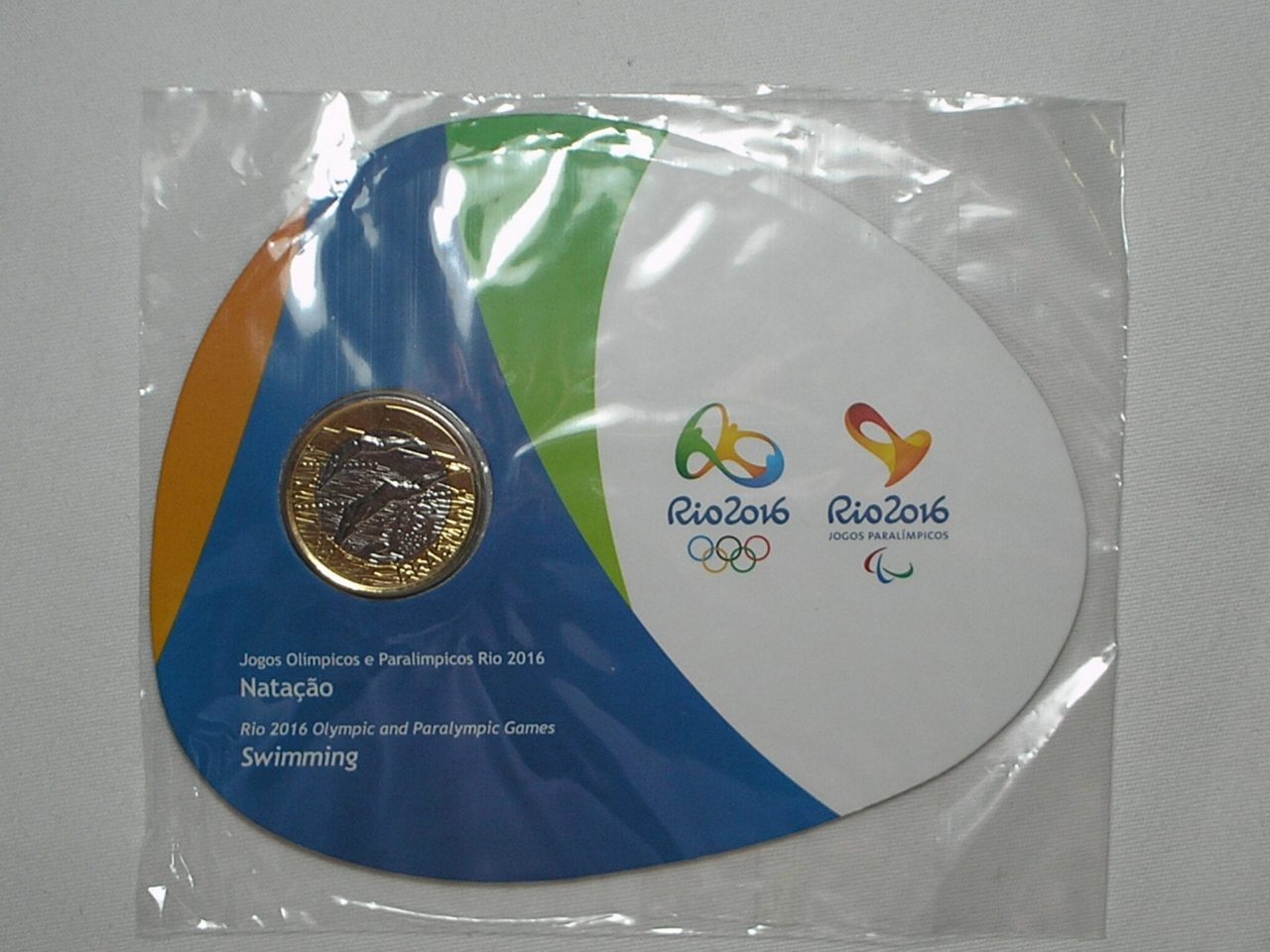 Blister Original Da Casa Da Moeda Dos Jogos Olimpicos 1 Real 2014 Natacao Swimming Flor De Cunho C 01 3