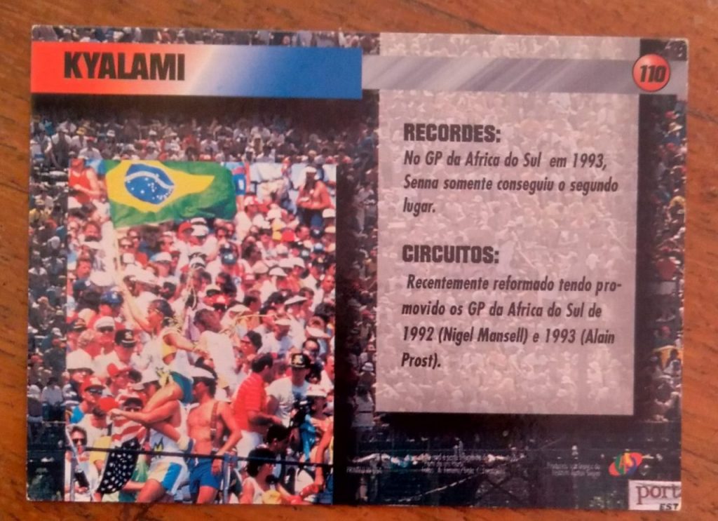 Cartão Coleção Ayrton Senna Multi Editora 110 / Kyalami África do Sul.