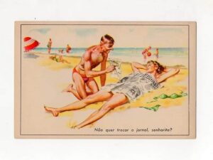 Cartao Postal Tipografico - Humor - Série Onça Nº 4 - Cromocart - Anos 50