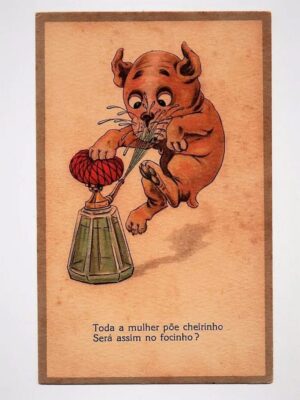 Cartao Postal Tipografico Tema Humor Anos 40