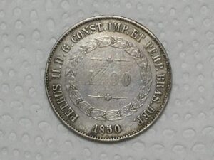 1000 Reis 1850 Imperio De Petrus 2o Cunho Raso Prata M2002 2