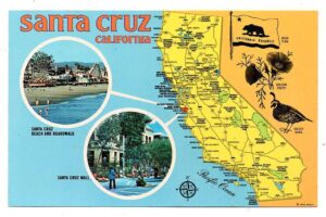 Cartão Postal - Mapa - Santa Cruz - California - USA - Anos 70