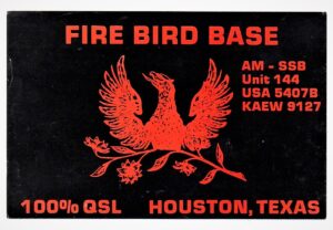 Cartão Postal - Radio Amador - Faixa do Cidadao - Fire Bird Base - Houston - TX - USA - Anos 70