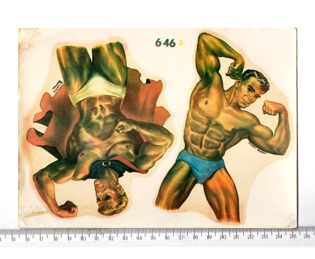 Decalquemonia Water Slide Art Deco Fisioculturismo Homens Anos 60 3