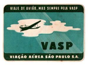 Etiqueta Bagagem / Mala Viacao Aerea Sao Paulo Vasp Anos 50