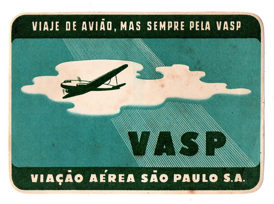 Etiqueta Bagagem / Mala Viacao Aerea Sao Paulo Vasp Anos 50